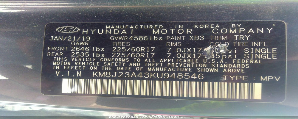 KM8J23A43KU948546 2019 HYUNDAI TUCSON photo no. 9