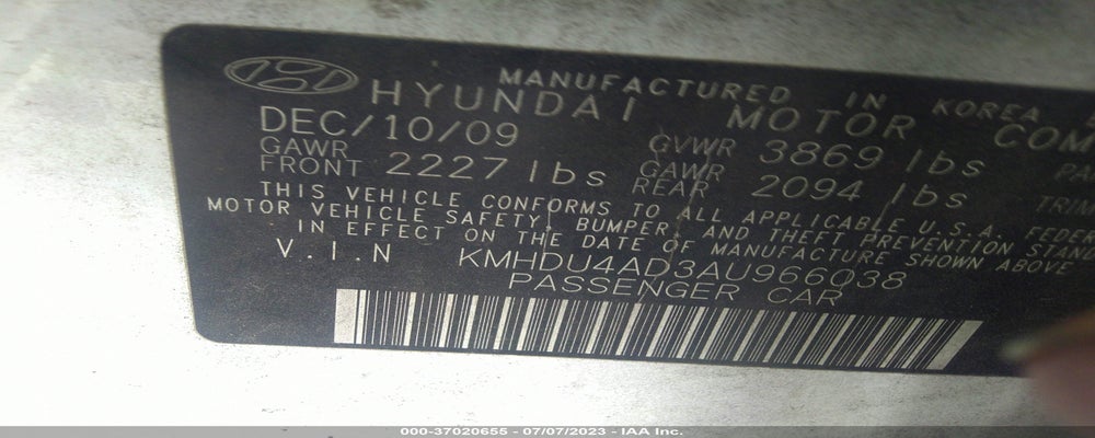 KMHDU4AD3AU966038 2010 HYUNDAI ELANTRA photo no. 9