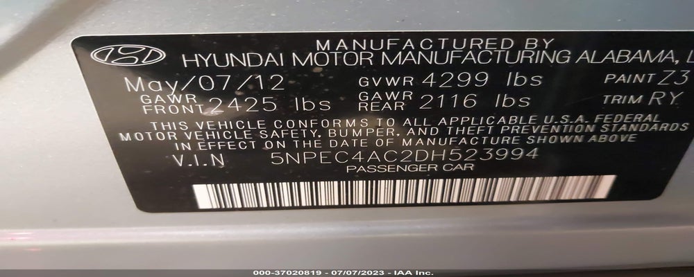 5NPEC4AC2DH523994 2013 HYUNDAI SONATA photo no. 9