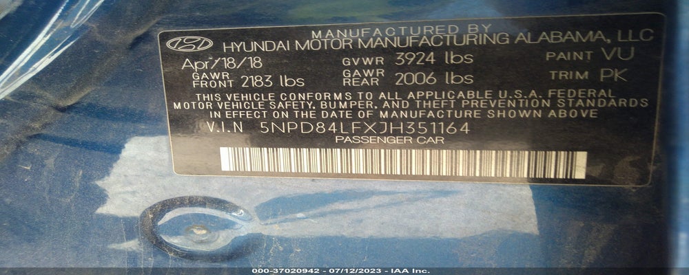 5NPD84LFXJH351164 2018 HYUNDAI ELANTRA photo no. 9