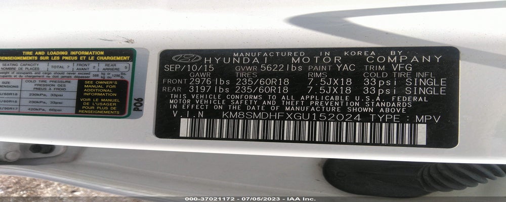 KM8SMDHFXGU152024 2016 HYUNDAI SANTA FE photo no. 9