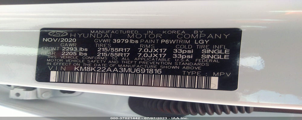 KM8K22AA3MU691816 2021 HYUNDAI KONA photo no. 9