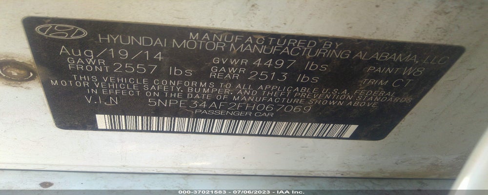 5NPE34AF2FH067069 2015 HYUNDAI SONATA photo no. 9