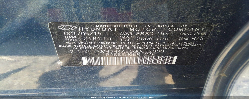 KMHDH4AE6GU652308 2016 HYUNDAI ELANTRA photo no. 9