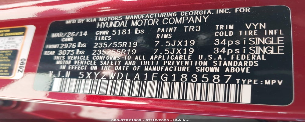 5XYZWDLA1EG183587 2014 HYUNDAI SANTA FE SPORT photo no. 9