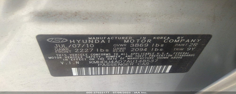 KMHDU4AD7AU148537 2010 HYUNDAI ELANTRA photo no. 9