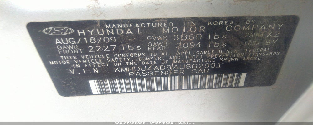 KMHDU4AD9AU862931 2010 HYUNDAI ELANTRA photo no. 9