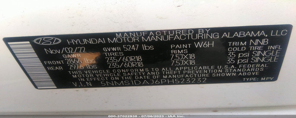 5NMS1DAJ6PH523232 2023 HYUNDAI SANTA FE photo no. 9