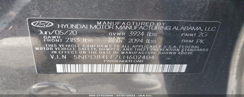 5NPD84LF7LH602404 2020 HYUNDAI ELANTRA photo no. 9