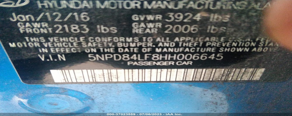 5NPD84LF8HH006645 2017 HYUNDAI ELANTRA photo no. 9