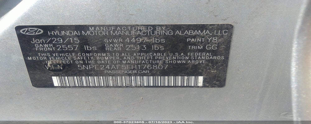 5NPE24AF5FH176807 2015 HYUNDAI SONATA photo no. 9