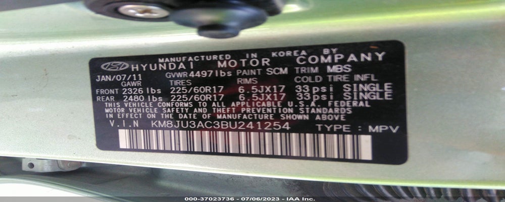 KM8JU3AC3BU241254 2011 HYUNDAI TUCSON photo no. 9