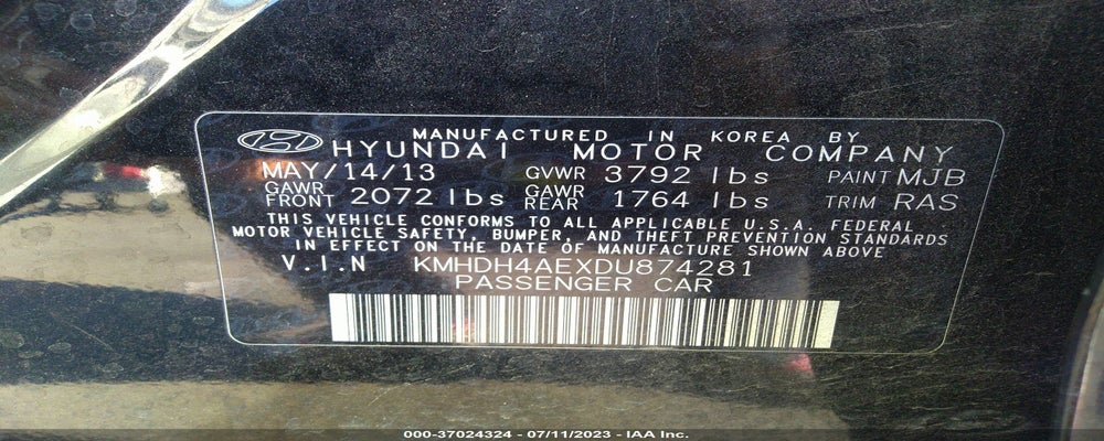 KMHDH4AEXDU874281 2013 HYUNDAI ELANTRA photo no. 9