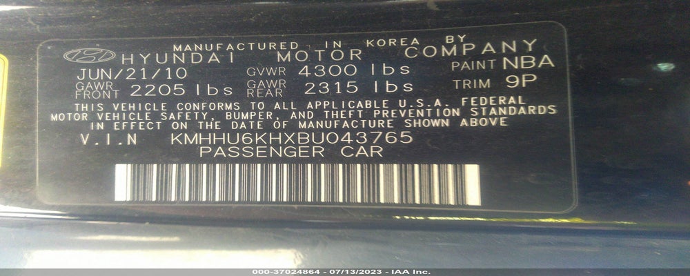 KMHHU6KHXBU043765 2011 HYUNDAI GENESIS COUPE photo no. 9