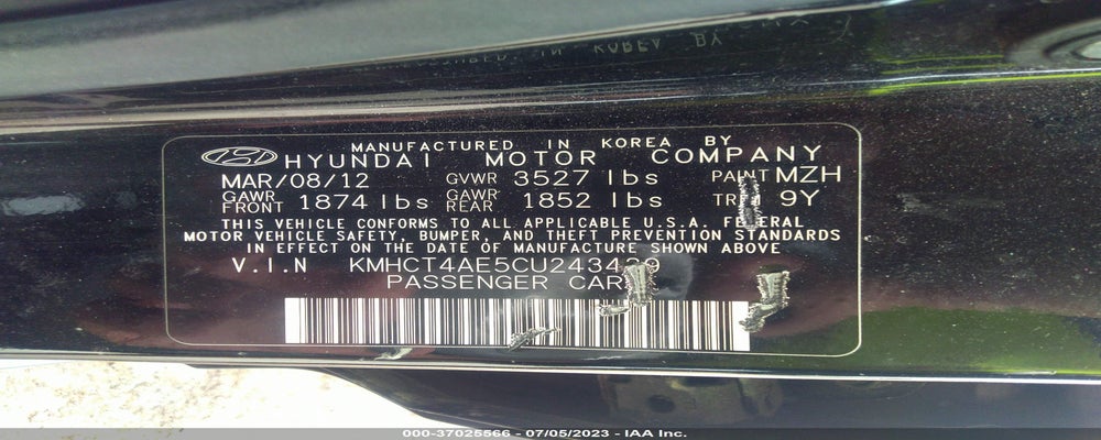 KMHCT4AE5CU243429 2012 HYUNDAI ACCENT photo no. 9