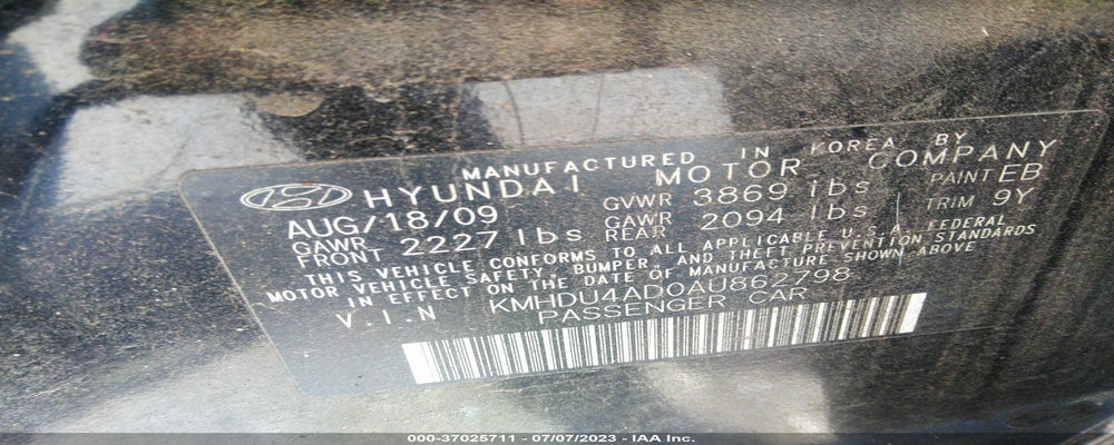 KMHDU4AD0AU862798 2010 HYUNDAI ELANTRA photo no. 9
