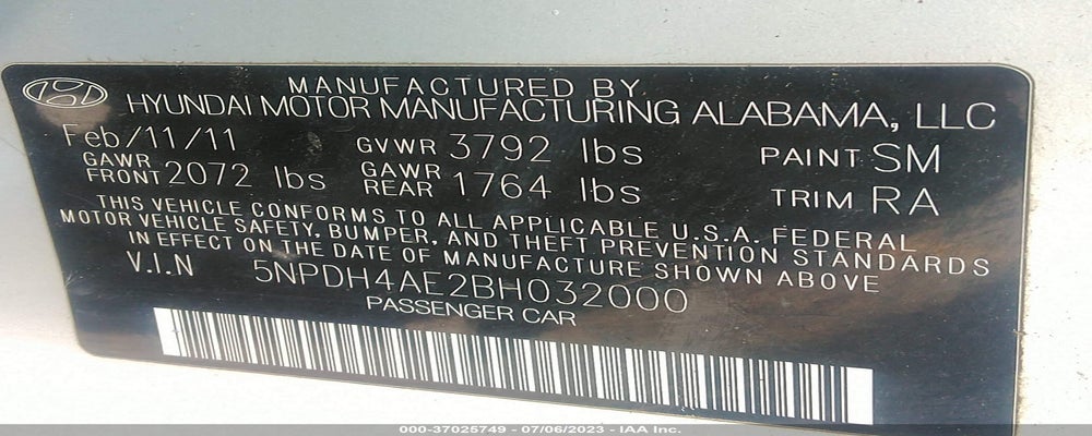 5NPDH4AE2BH032000 2011 HYUNDAI ELANTRA photo no. 9