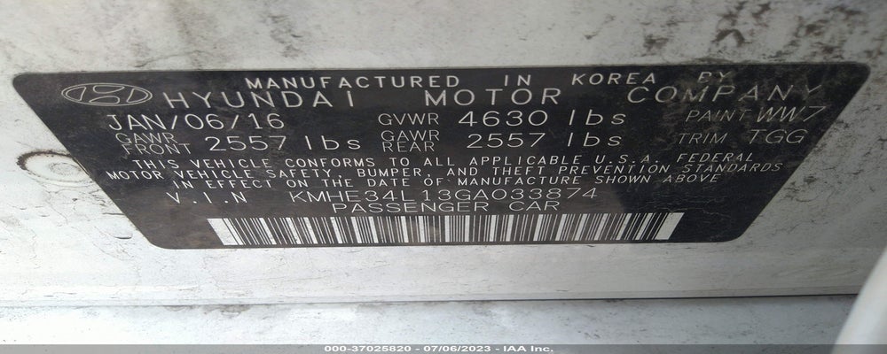 KMHE34L13GA033874 2016 HYUNDAI SONATA HYBRID photo no. 9