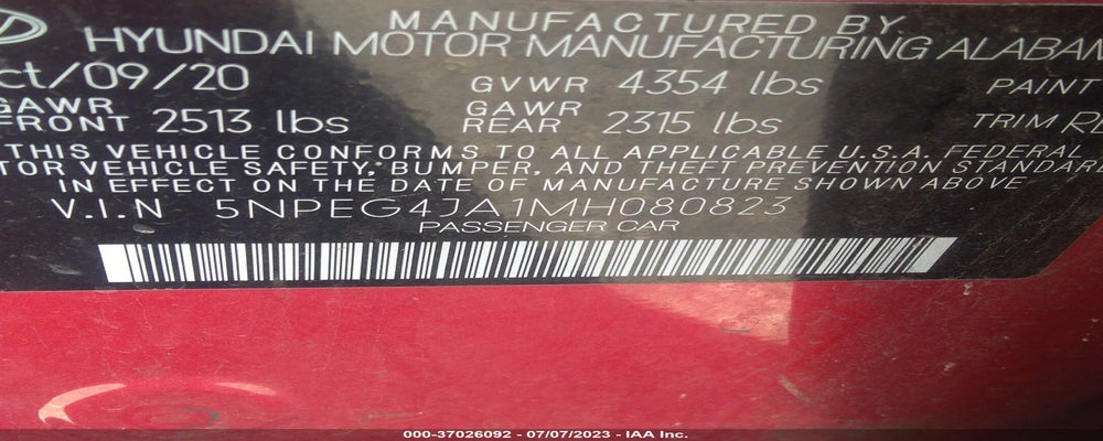 5NPEG4JA1MH080823 2021 HYUNDAI SONATA photo no. 9