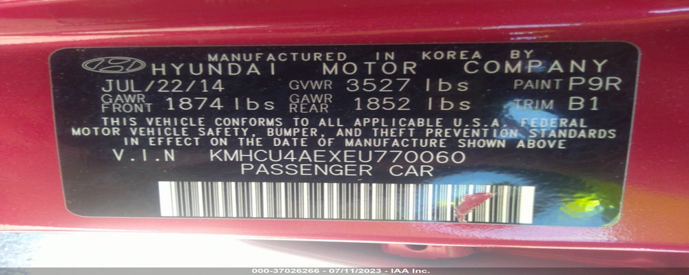 KMHCU4AEXEU770060 2014 HYUNDAI ACCENT photo no. 9