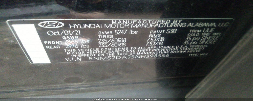 5NMS2DAJ5NH398556 2022 HYUNDAI SANTA FE photo no. 9