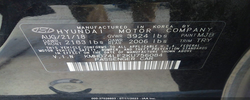 KMHD74LF2KU756084 2019 HYUNDAI ELANTRA photo no. 9