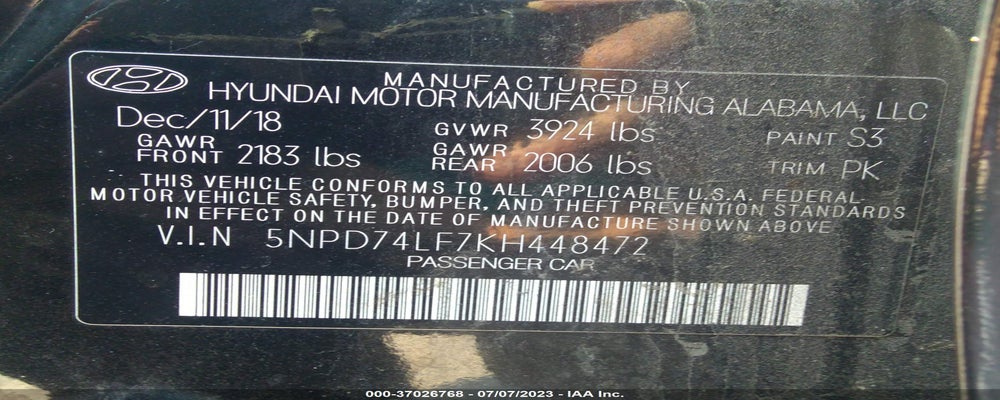 5NPD74LF7KH448472 2019 HYUNDAI ELANTRA photo no. 9
