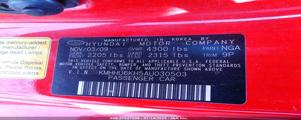 KMHHU6KH5AU030503 2010 HYUNDAI GENESIS COUPE photo no. 9
