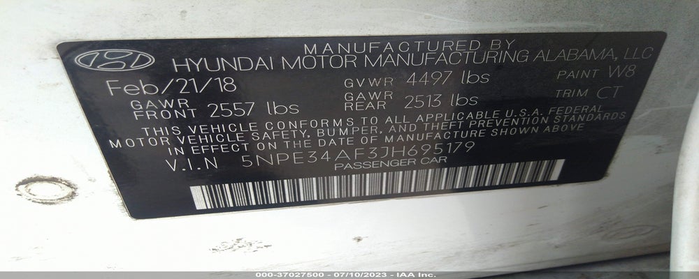 5NPE34AF3JH695179 2018 HYUNDAI SONATA photo no. 9