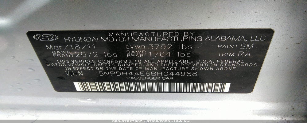 5NPDH4AE6BH044988 2011 HYUNDAI ELANTRA photo no. 9