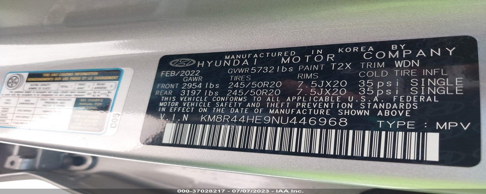 KM8R44HE9NU446968 2022 HYUNDAI PALISADE photo no. 9