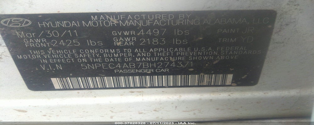 5NPEC4AB7BH274371 2011 HYUNDAI SONATA photo no. 9