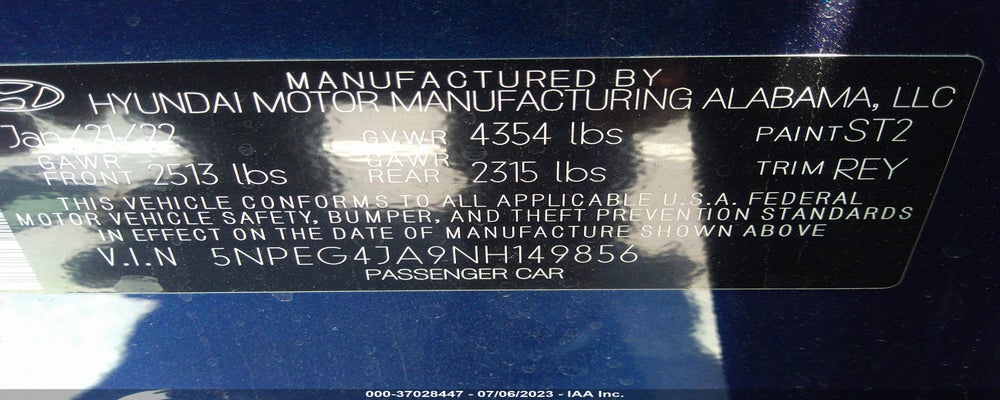 5NPEG4JA9NH149856 2022 HYUNDAI SONATA photo no. 9