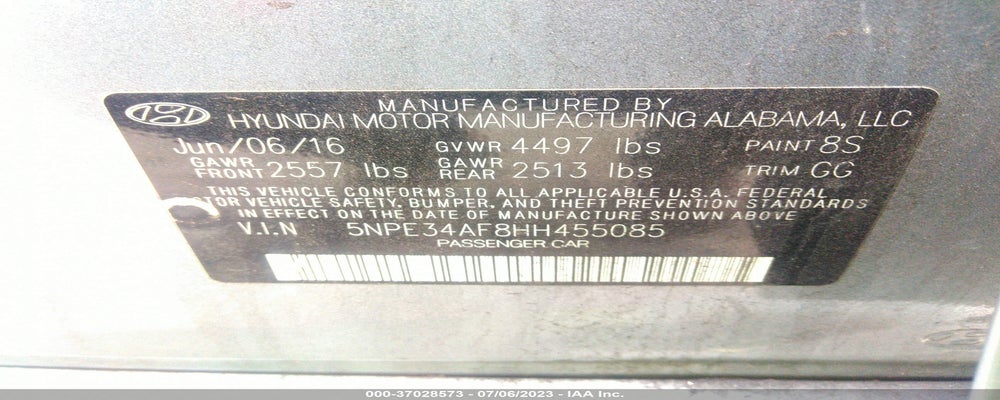 5NPE34AF8HH455085 2017 HYUNDAI SONATA photo no. 9