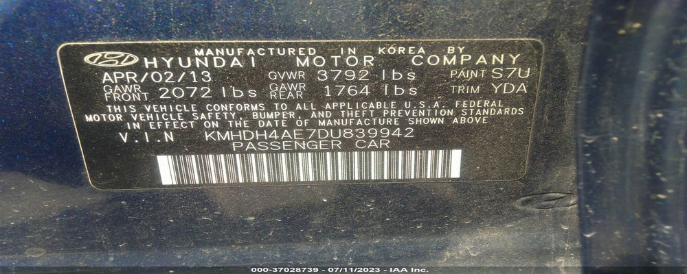 KMHDH4AE7DU839942 2013 HYUNDAI ELANTRA photo no. 9