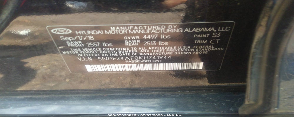 5NPE24AF0KH741944 2019 HYUNDAI SONATA photo no. 9