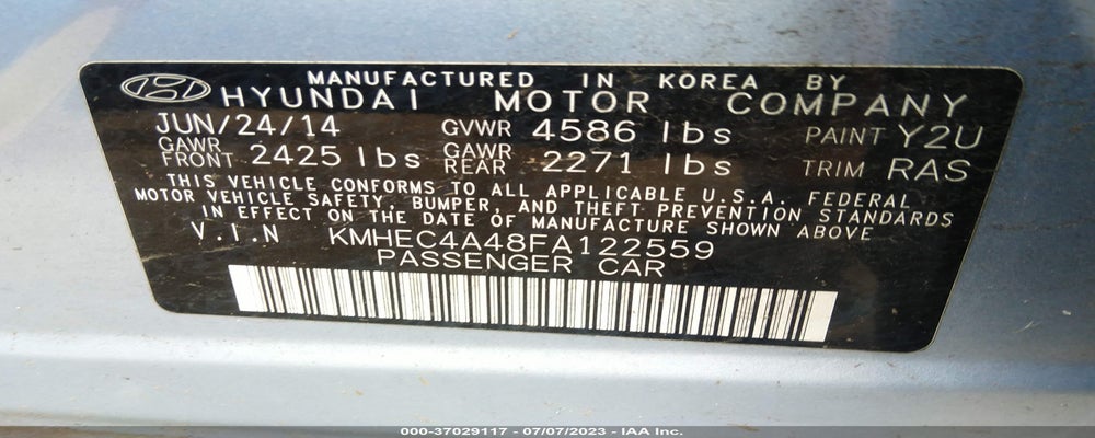 KMHEC4A48FA122559 2015 HYUNDAI SONATA photo no. 9