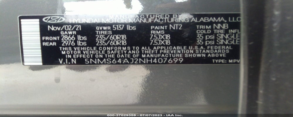 5NMS64AJ2NH407699 2022 HYUNDAI SANTA FE photo no. 9