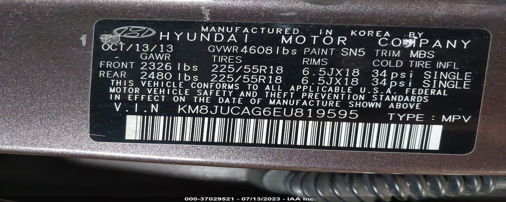 KM8JUCAG6EU819595 2014 HYUNDAI TUCSON photo no. 9
