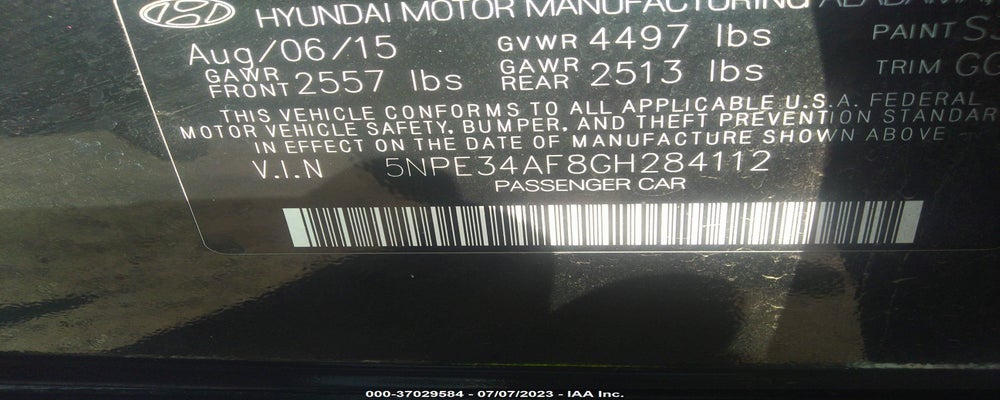5NPE34AF8GH284112 2016 HYUNDAI SONATA photo no. 9