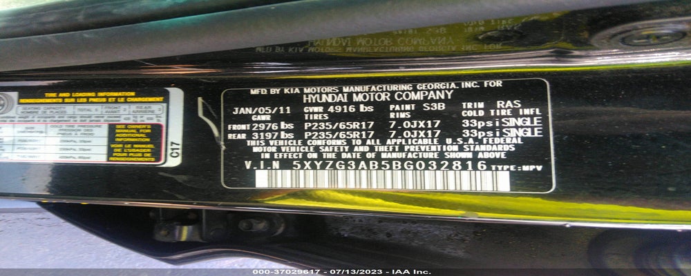 5XYZG3AB5BG032816 2011 HYUNDAI SANTA FE photo no. 9