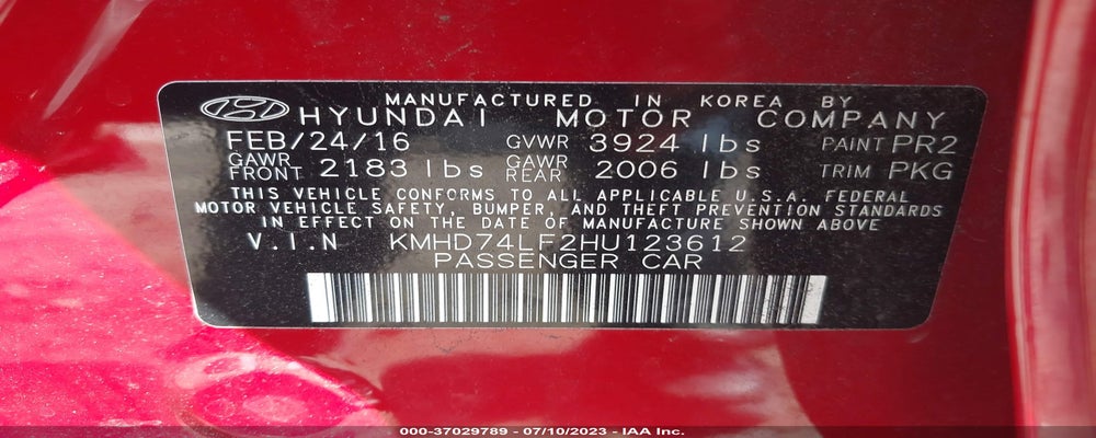 KMHD74LF2HU123612 2017 HYUNDAI ELANTRA photo no. 9