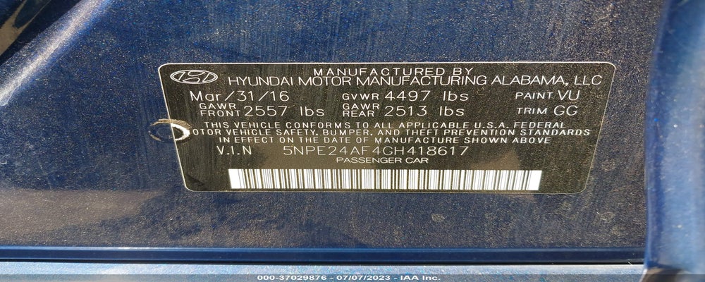 5NPE24AF4GH418617 2016 HYUNDAI SONATA photo no. 9