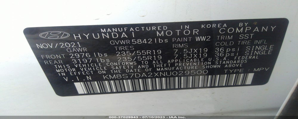 KM8S7DA2XNU029500 2022 HYUNDAI SANTA FE PLUG-IN HYBRID photo no. 9