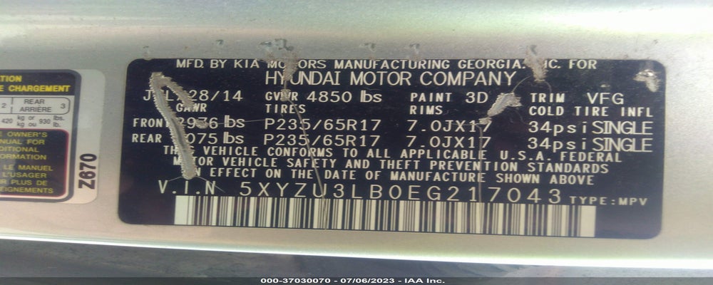 5XYZU3LB0EG217043 2014 HYUNDAI SANTA FE SPORT photo no. 9