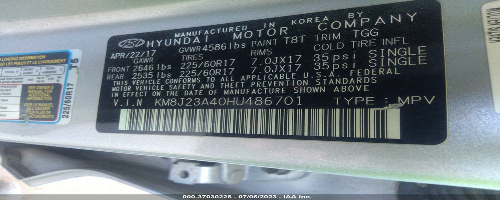 KM8J23A40HU486701 2017 HYUNDAI TUCSON photo no. 9