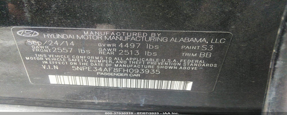 5NPE34AF8FH093935 2015 HYUNDAI SONATA photo no. 9