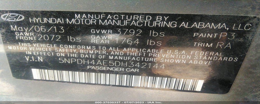 5NPDH4AE5DH342144 2013 HYUNDAI ELANTRA photo no. 9