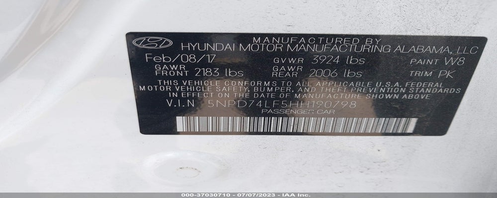 5NPD74LF5HH190798 2017 HYUNDAI ELANTRA photo no. 9