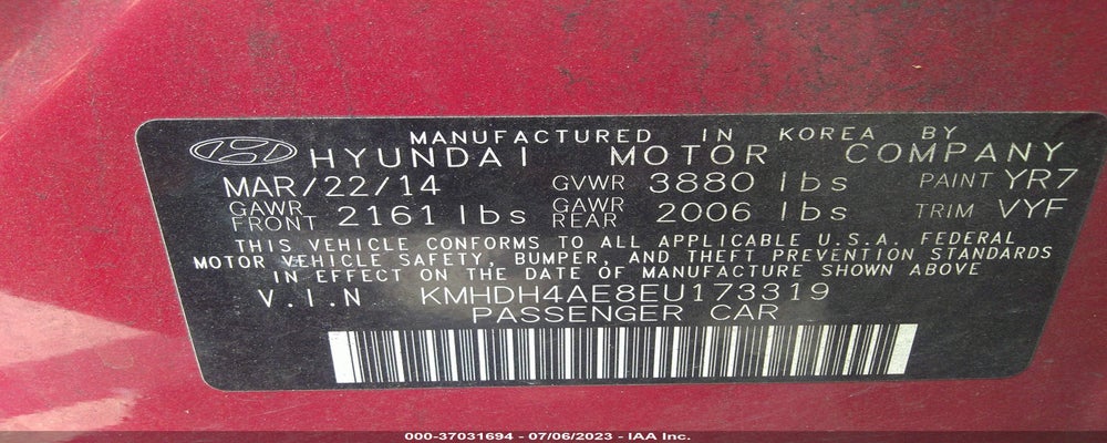 KMHDH4AE8EU173319 2014 HYUNDAI ELANTRA photo no. 9